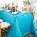 90"x156" Seamless Rectangular Versailles Chopin Damask Jacquard Polyester Tablecloth - Turquoise (1pc)