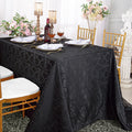 90"x156" Seamless Rectangular Versailles Chopin Damask Jacquard Polyester Tablecloth - Black (1pc)