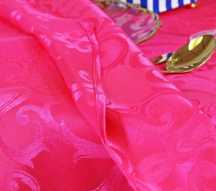 90"x156" Seamless Rectangular Versailles Chopin Damask Jacquard Polyester Tablecloth - Fuchsia (1pc)