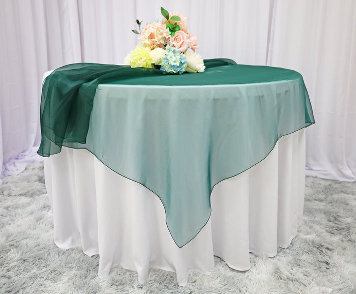 90"x90" Seamless Square Organza Table Overlay - Hunter Green/Holly Green (1pc)