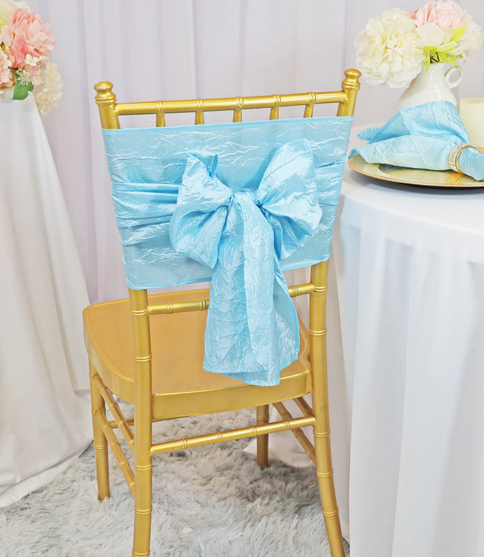 9.5"x108" Crushed Taffeta Chair Sashes - Baby Blue (10pcs/pk)