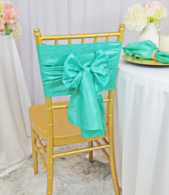 9.5"x108" Crushed Taffeta Chair Sashes - Tiff Blue/Aqua Blue (10pcs/pk)