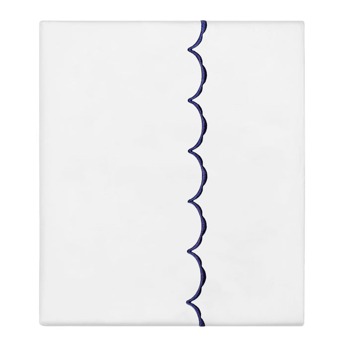 Navy Blue Wavelet Embroidered Flat Sheet