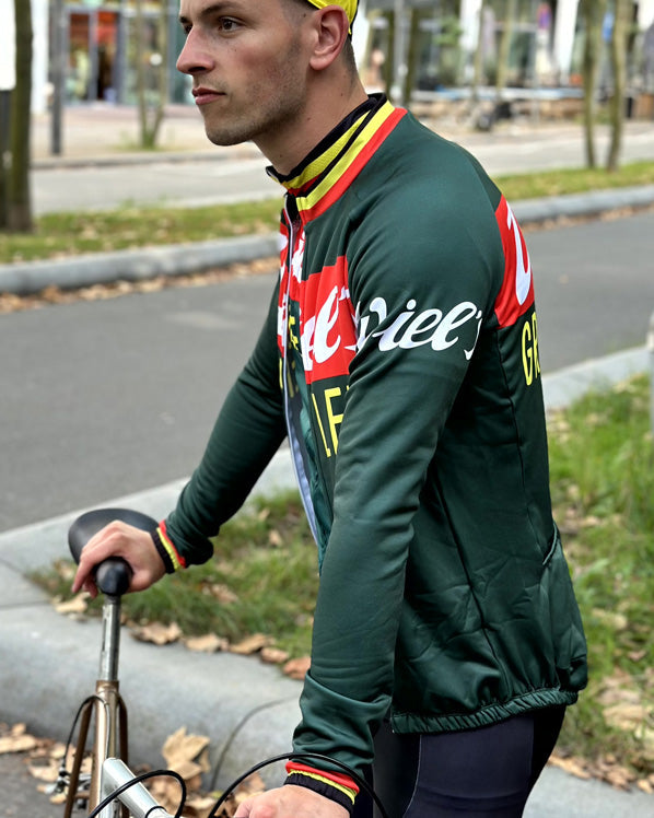 Retro Wielerjack (fleece) Wiel's Groene Leeuw - Rood/Groen REDTED