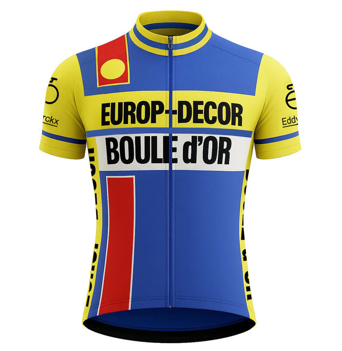Retro Wielershirt Europ-Decor - Geel/Blauw  Gruppo Sportivo