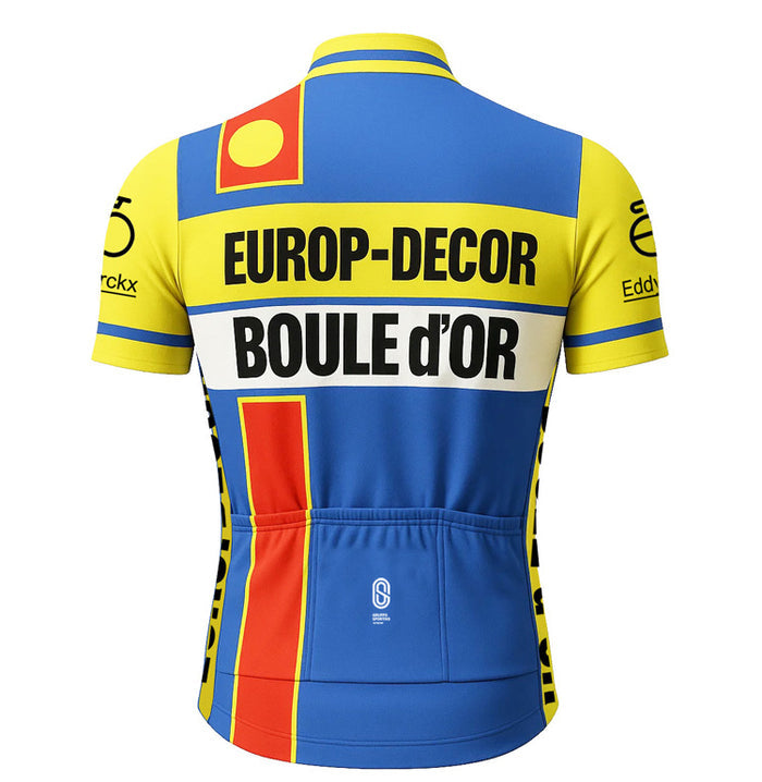 Retro Wielershirt Europ-Decor - Geel/Blauw  Gruppo Sportivo