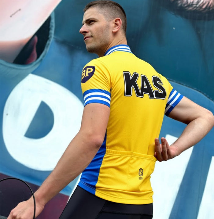 Retro Wielershirt Kas Kaskol - Geel  Gruppo Sportivo
