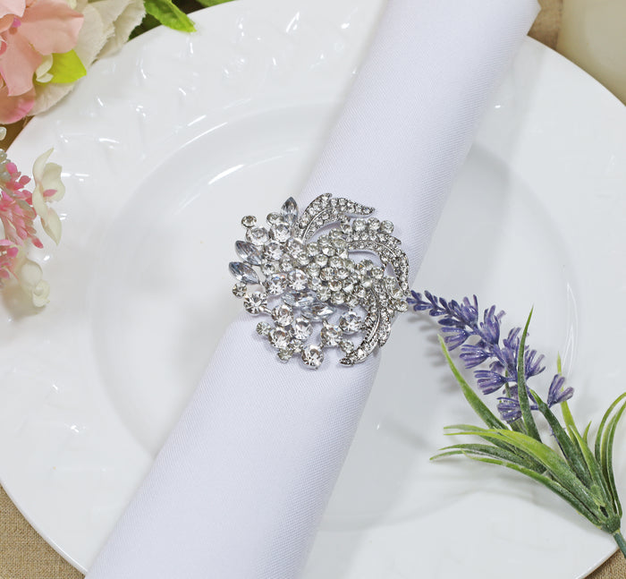 Rhinestone Napkin Ring - Floral (12pcs/pk)